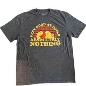 Disney Winnie The Pooh T Shirt Adult Siz L Gray/Black Very Good At Doing Nothing